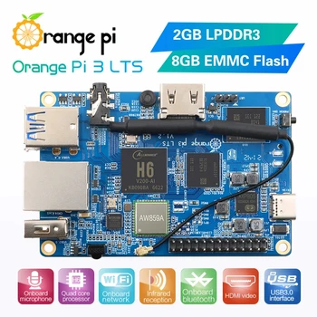Orange Pi 3 LTS Jednom palubný Počítač 2GB RAM AllWinner H6 8 GB EMMC Rozvoj palubný Počítač Spustiť Android9.0 Ubuntu, Debian OS