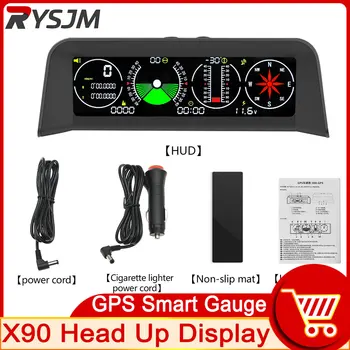 X90 Svahu Meter Elektroniky Vozidla Digitálne GPS Tachometer HUD Head Up Display Merač Nadmorskej výšky, Kompas MPH, KM/H Inclinometer