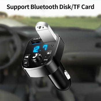 Auto FM Vysielač Bluetooth 5.0 Bezdrôtový Handfree Auta Duálny USB Nabíjačka do Auta 3.1 MP3 Prehrávač TF Karty U Diskov AUX Auto FM Modulátora