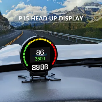P15 Digitálna Rýchlosť Hud Displej Auto Rýchlomer OBD2 Turbo Boost Tlaku Merač Alarm Olej Vody Dočasný Rozchod Code Reader