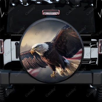 Plešatý Eagle s Vlajku USA Vzor Polyester Univerzálne Pneumatiky, rezervné Koleso Kryt Kryty Kolies pre Príves RV SUV Truck Camper