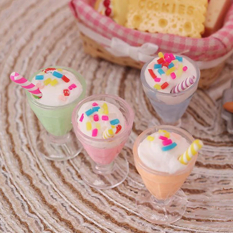 Domček pre bábiky Miniatúrne Ice-cream Coffee Cup Piť Model Mini Frappe Potravín pre Bábiku Ľadový Nápoje Krém Predstierať, že Hrať Kuchyňa Hračka