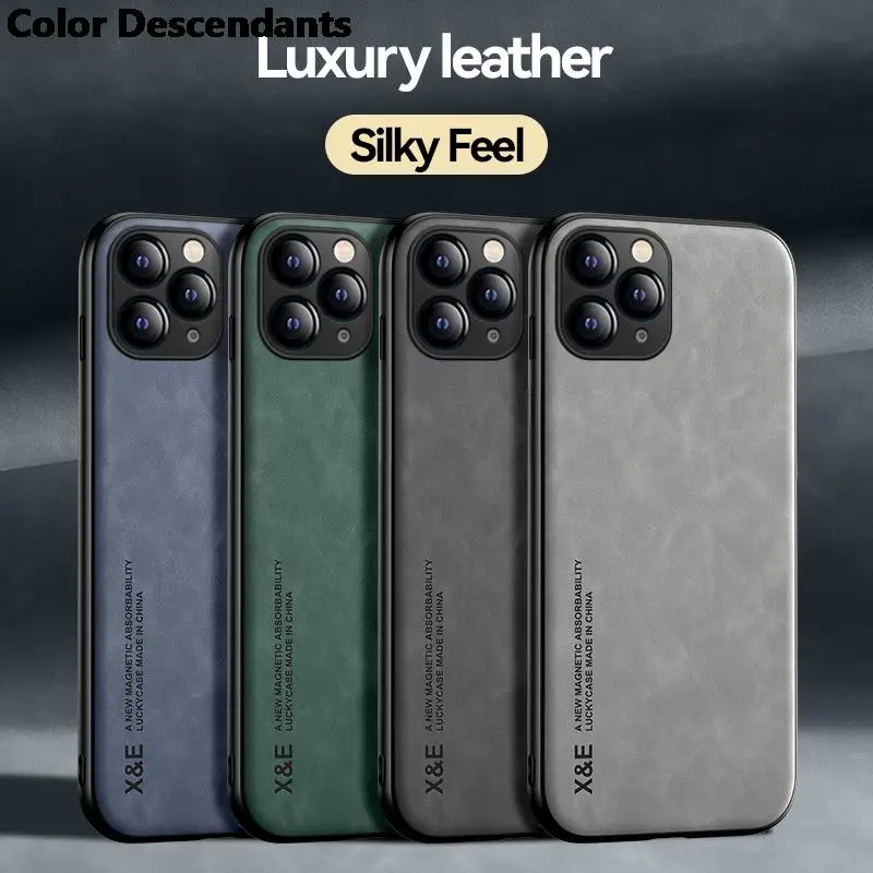 Luxusné Kožené puzdro Pre iPhone 14 13 12 11 Pro Max Mini XR XS Max 8 7 Plus SE 2020 13Pro Kryt S Kovovou Doskou Podporu Auto Hold