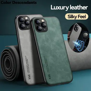 Luxusné Kožené puzdro Pre iPhone 14 13 12 11 Pro Max Mini XR XS Max 8 7 Plus SE 2020 13Pro Kryt S Kovovou Doskou Podporu Auto Hold